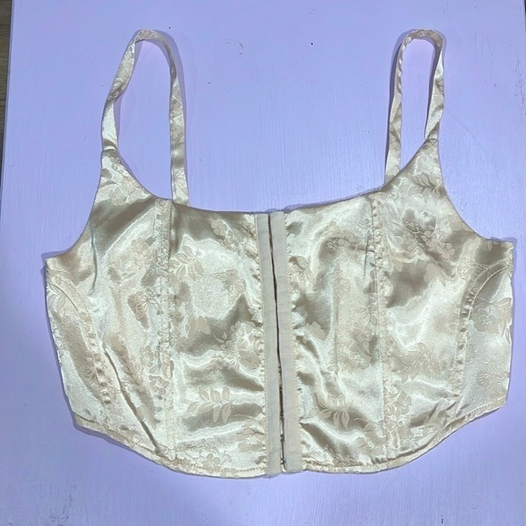 L.A. Hearts Cream Brocade Bustier Crop Top Tank M - Picture 1 of 5